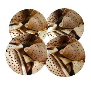 Set of 4 Pier 1 Imports Sea Shell Salad Luncheon Plates Nautical 8 1/2" Cream